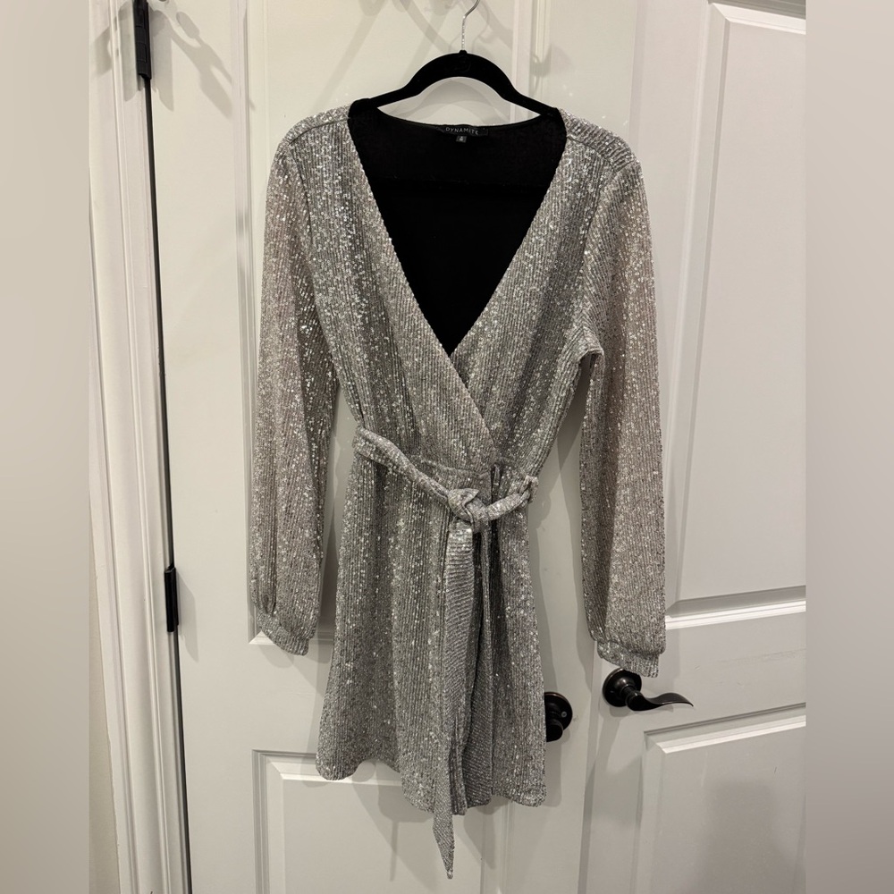 Dynamite Long Sleeve Sequin Mini Dress